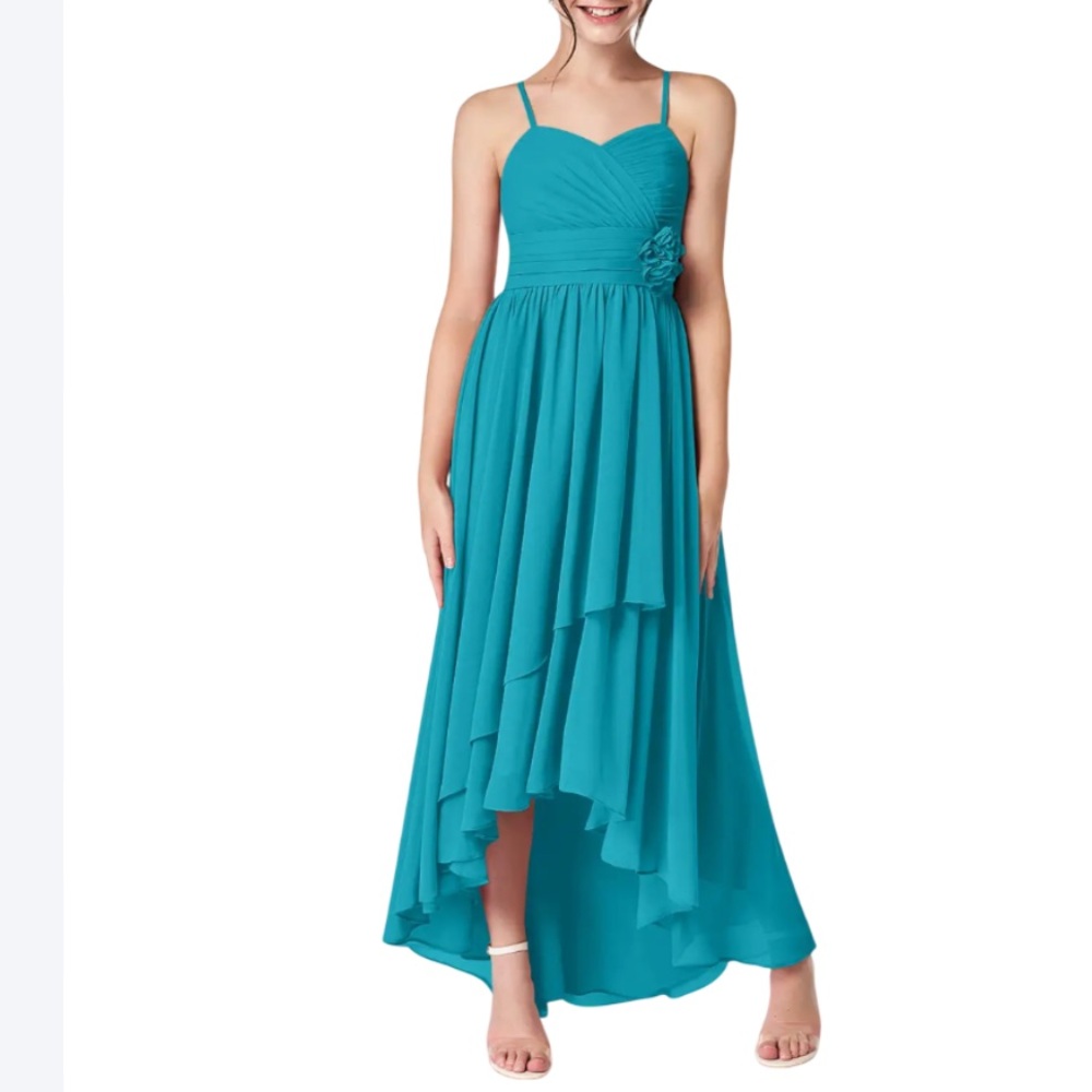 NWT AZAZIE CATALINA Twilight A-Line Ruched Chiffon Dress in Jade Junior 16